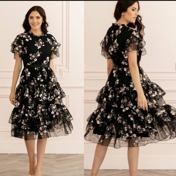 Rachel Parcell Dresses & Skirts - Rachel Parcell Black Floral Prom Dress